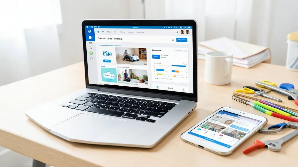 Portátil y móvil mostrando distintas aplicaciones digitales sobre un escritorio claro